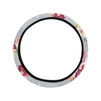 Summer Floral Pattern Print Design SF02 Steering Wheel Cover with Elastic Edge