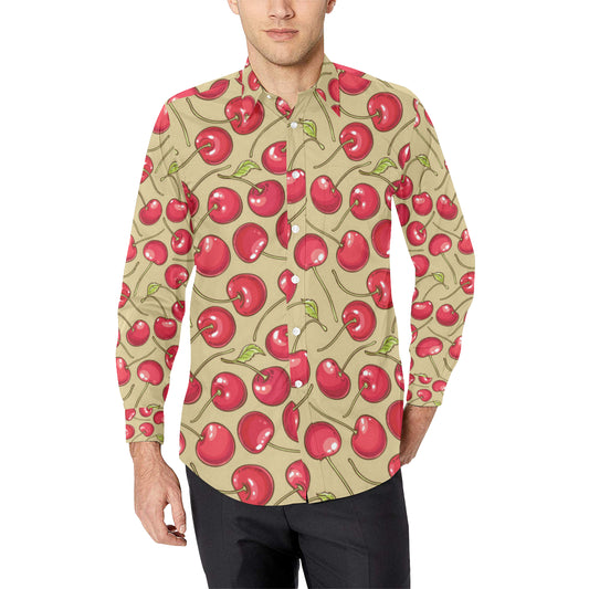Cherry Pattern Print Design CH05 Men's Long Sleeve Shirt