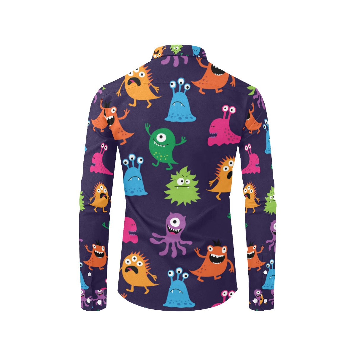 Monster Cartoon Pattern Print Design 02 Men's Long Sleeve Shirt