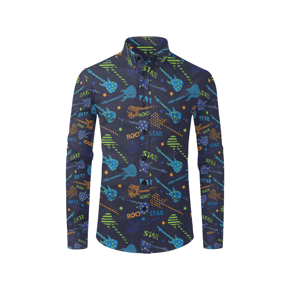 Rock and Roll Pattern Print Design A04 Men's Long Sleeve Shirt