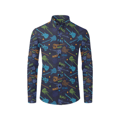 Rock and Roll Pattern Print Design A04 Men's Long Sleeve Shirt