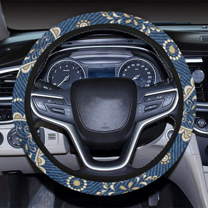 Jean Paisley Pattern Print Design 01 Steering Wheel Cover with Elastic Edge