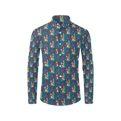 Aquarius Zodiac Pattern Print Design 03 Men's Long Sleeve Shirt