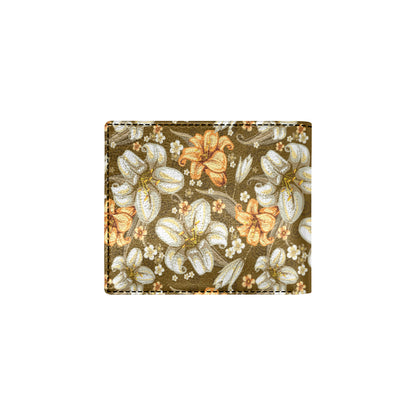 Lily Pattern Print Design 01 Men's ID Card Wallet
