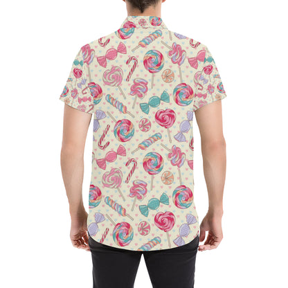 Candy Pattern Print Design CA04 Men's Short Sleeve Button Up Shirt