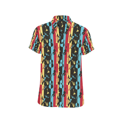 Jazz Pattern Print Design 02 Men's Short Sleeve Button Up Shirt
