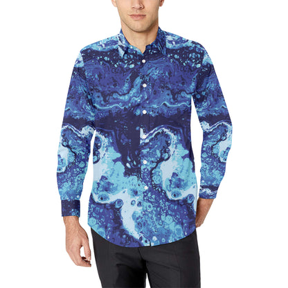 Ocean Liquid Pattern Print Design A03 Men's Long Sleeve Shirt