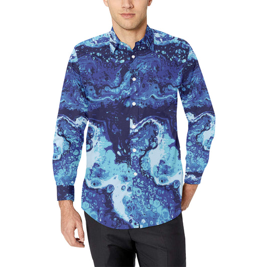 Ocean Liquid Pattern Print Design A03 Men's Long Sleeve Shirt