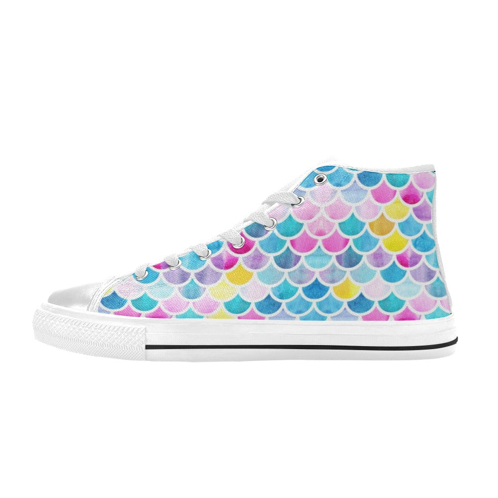 Scales Print Design LKS402 High Top Women's White Shoes