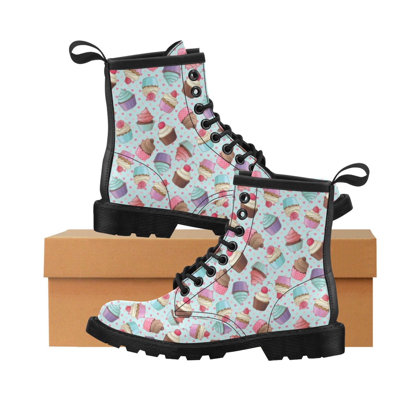Cupcakes Fancy Heart Print Pattern Women's Boots