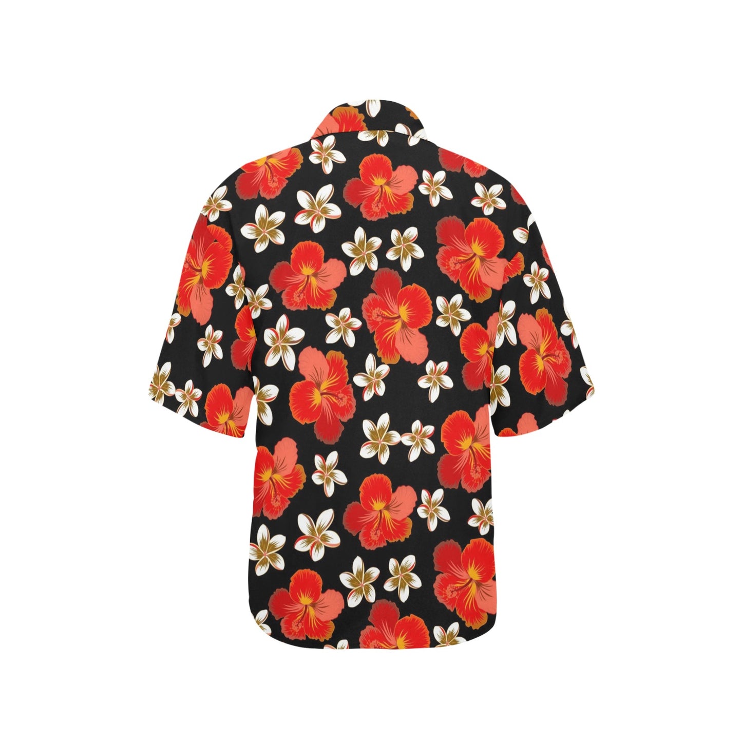 Red Hibiscus Pattern Print Design HB022 Women's Hawaiian Shirt