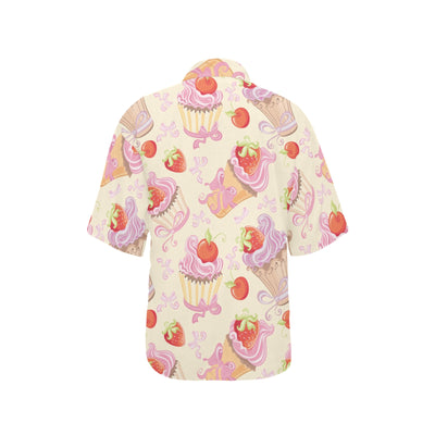 Strawberry Pink CupCake Women's Hawaiian Shirt