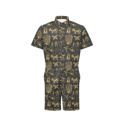 American indian Gold Style Men's Romper