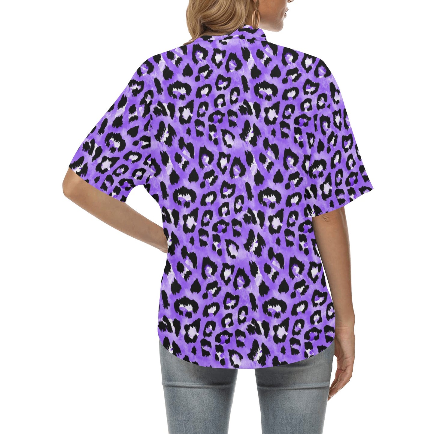 Leopard Purple Skin Print Women's Hawaiian Shirt