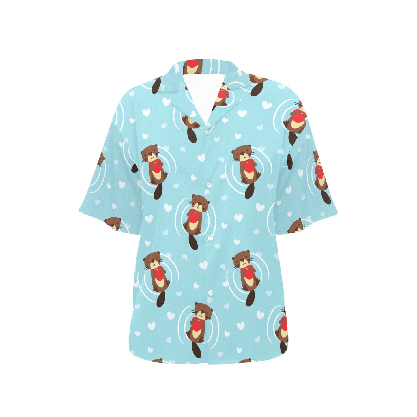 Sea Otter Cute Pattern Print Design 04 Women's Hawaiian Shirt