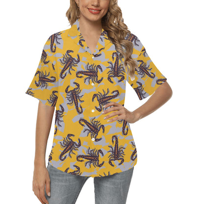 Scorpion Pattern Print Design 01 Women's Hawaiian Shirt