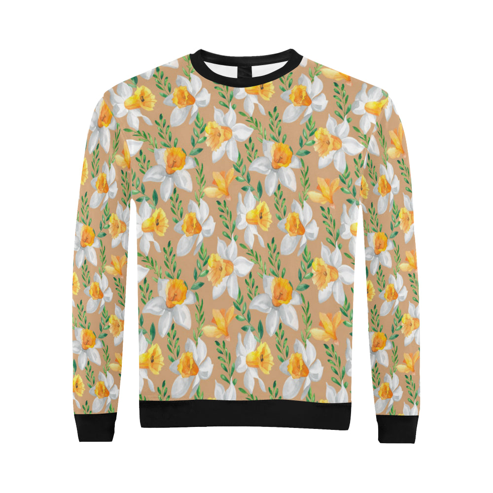 Daffodils Pattern Print Design DF04 Men Long Sleeve Sweatshirt