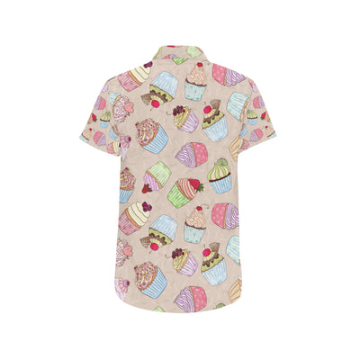 Cupcake Pattern Print Design CP06 Men's Short Sleeve Button Up Shirt