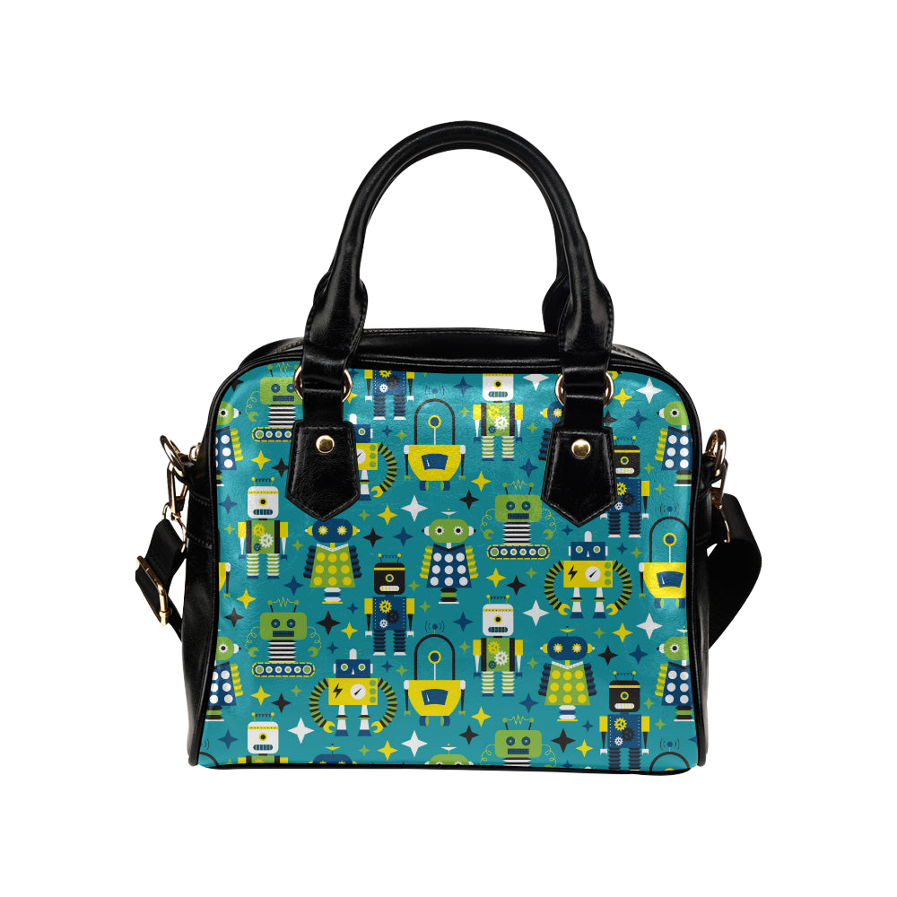 Robot Pattern Print Design A02 Shoulder Handbag