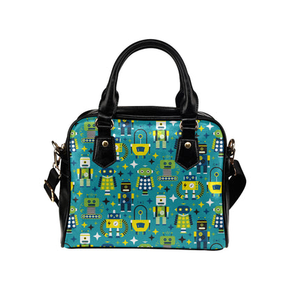 Robot Pattern Print Design A02 Shoulder Handbag