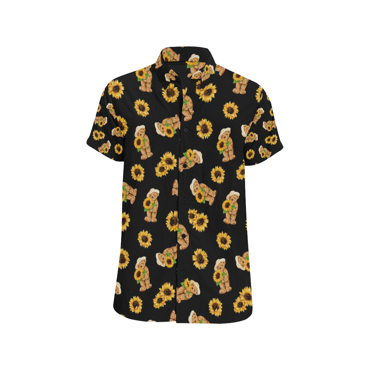 Sunflower Pattern Print Design SF016 Men's Short Sleeve Button Up Shirt