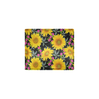 Sunflower Pattern Print Design SF014 Men's ID Card Wallet