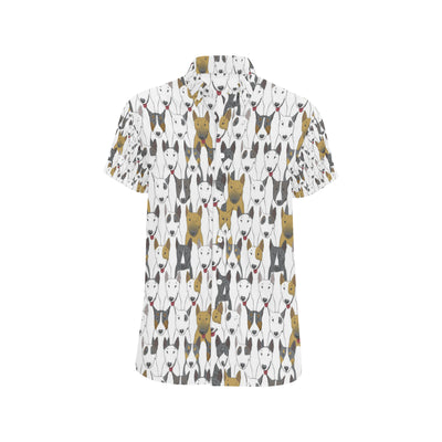 Bull Terriers Pattern Print Design 03 Men's Short Sleeve Button Up Shirt