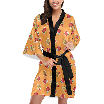 Apple Pie Pattern Print Design 02 Women's Short Kimono