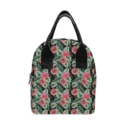 Dahlia Pattern Print Design DH06 Insulated Lunch Bag