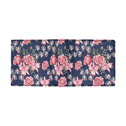 Rose Pattern Print Design A05 Men's ID Card Wallet