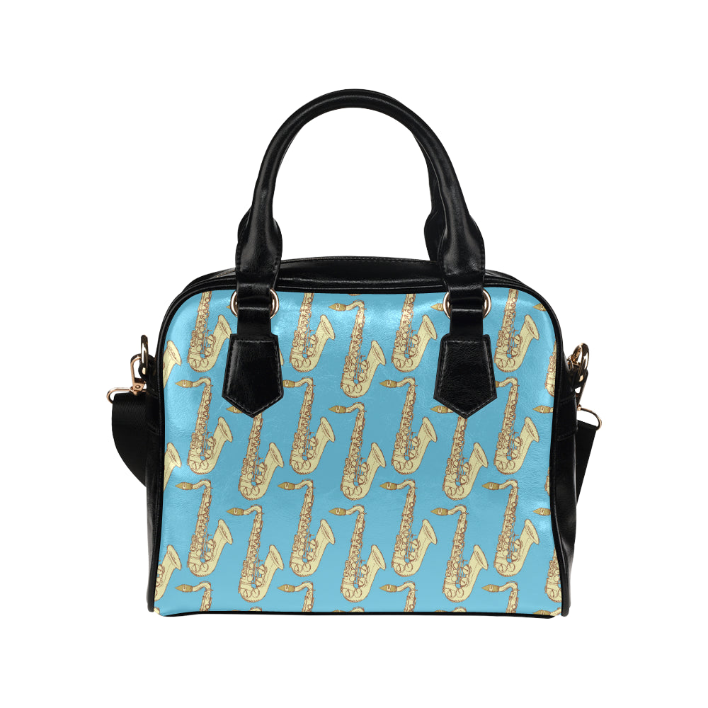 Saxophone Pattern Print Design 03 Shoulder Handbag