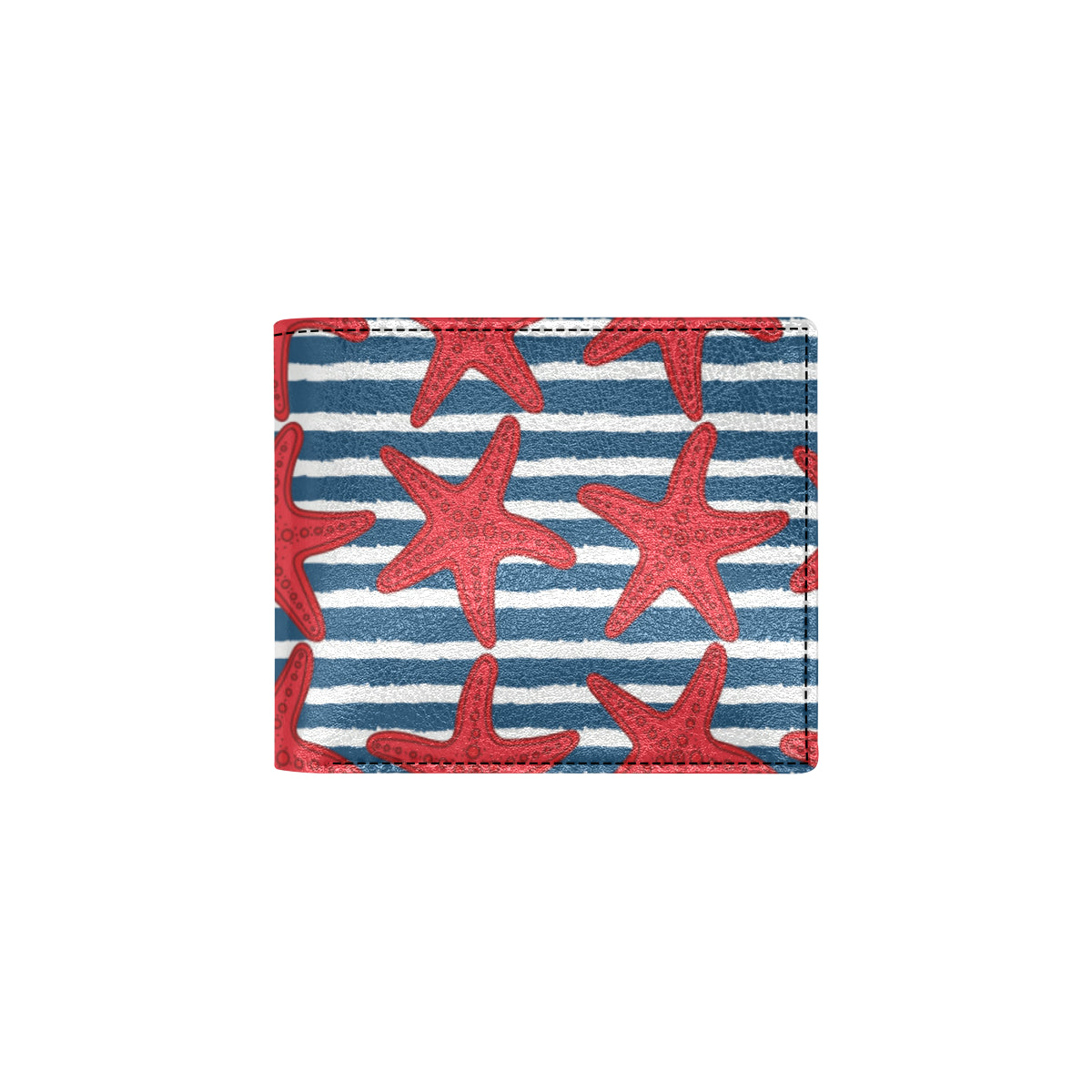 Starfish Red Pattern Print Design 02 Men's ID Card Wallet