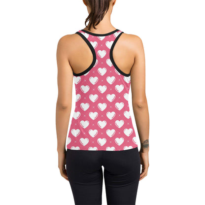 Heart Pattern Print Design HE07 Women's Racerback Tank Top