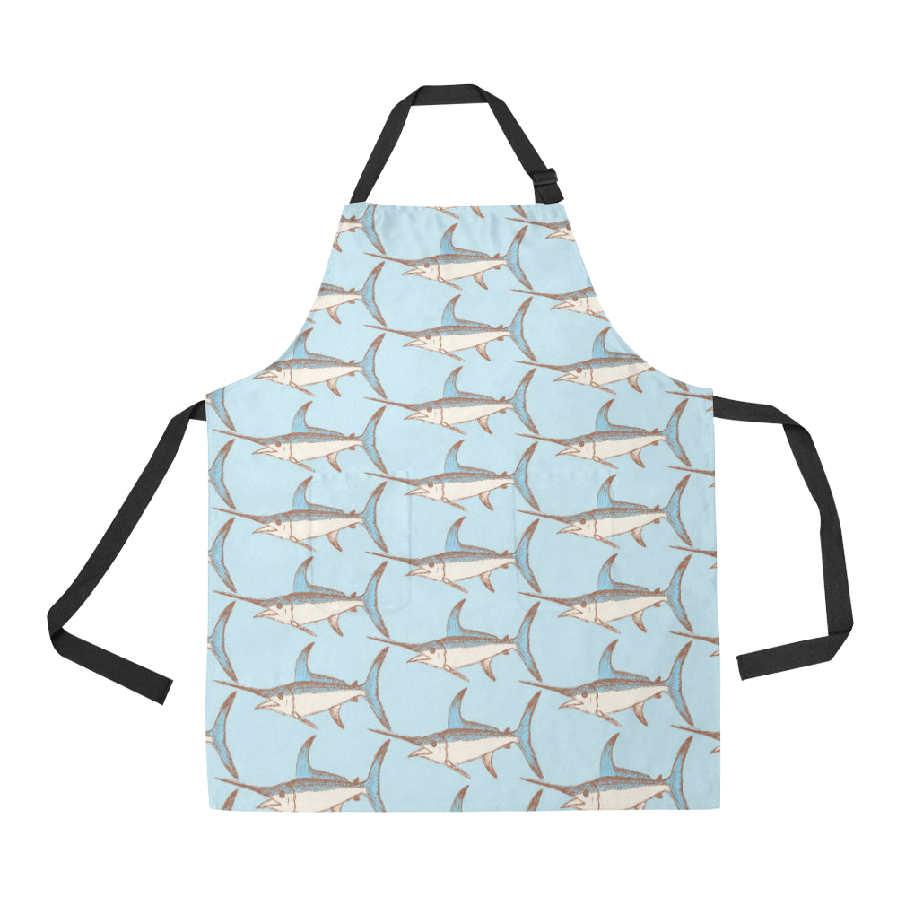 Swordfish Pattern Print Design 01 Apron with Pocket
