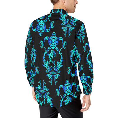 Sea turtle Polynesian Tribal Hawaiian Men's Long Sleeve Shirt