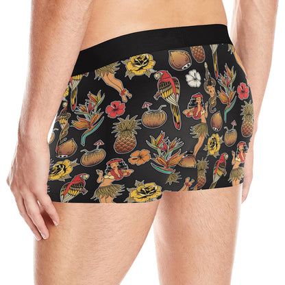 Hula Dancers Hawaiian Style Pattern Print Design 0 Men's Boxer Briefs