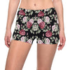 Rose Red Pink Pattern Print Design RO03 Yoga Shorts