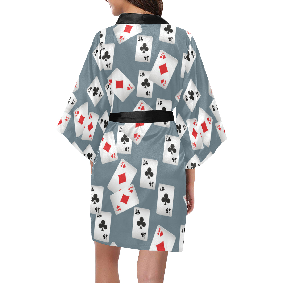 Poker Cards Pattern Print Design A05 Women's Short Kimono