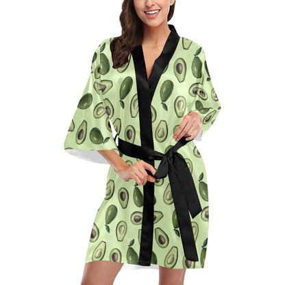 Avocado Pattern Print Design 02 Women's Short Kimono