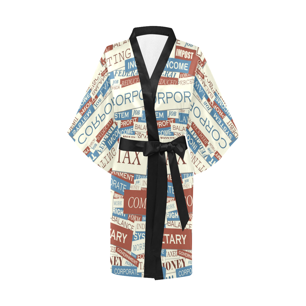 Accounting Financial Pattern Print Design 01 Women's Short Kimono
