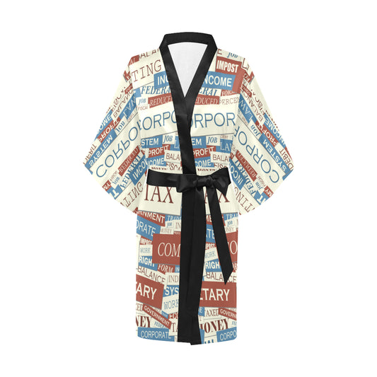 Accounting Financial Pattern Print Design 01 Women's Short Kimono