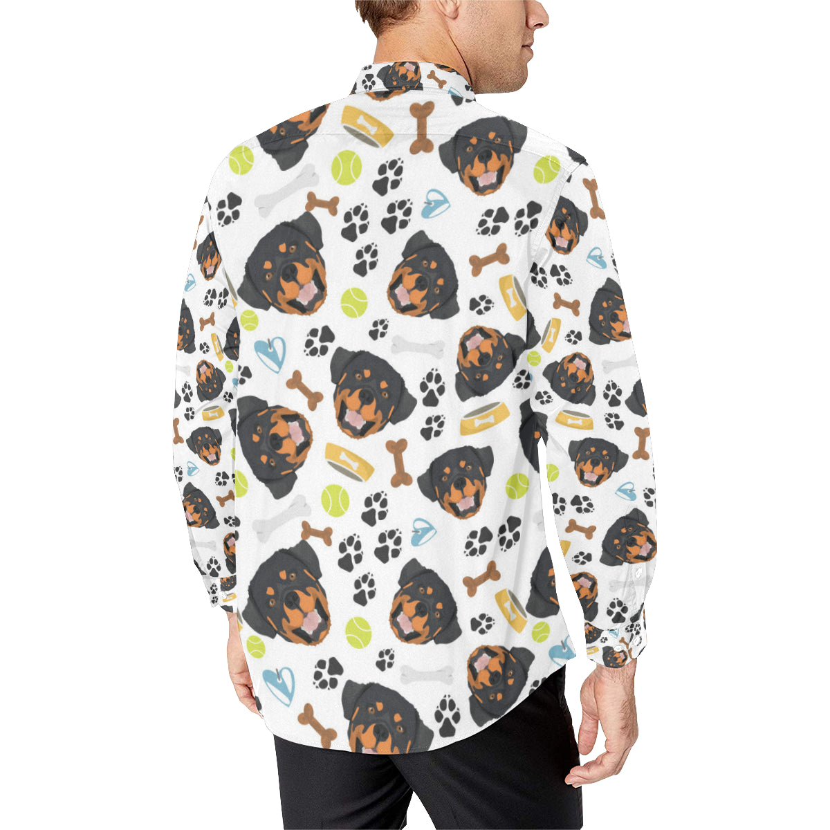 Rottweiler Pattern Print Design A04 Men's Long Sleeve Shirt