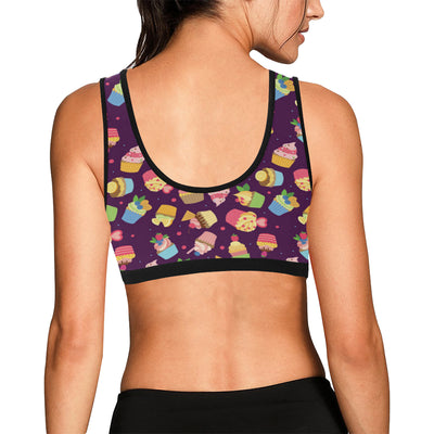 Cupcake Pattern Print Design 05 Sports Bra