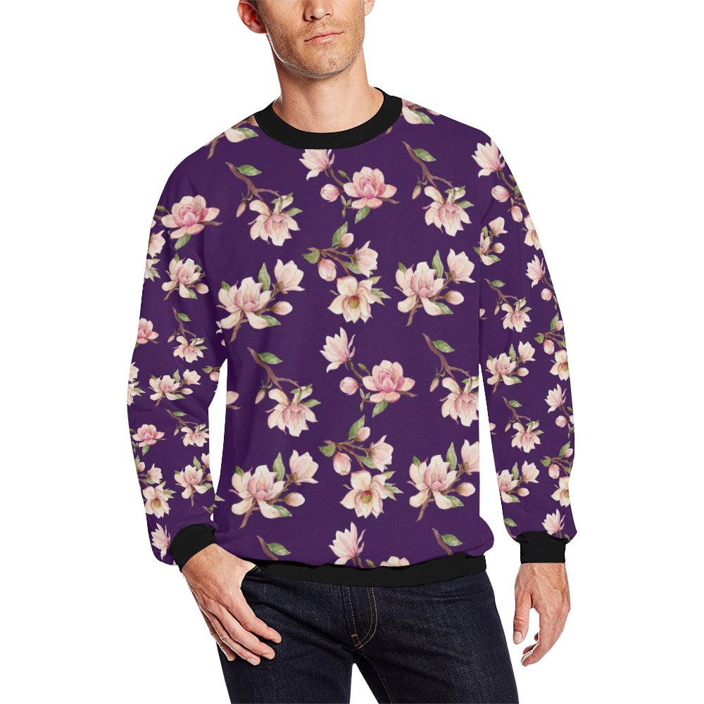 Magnolia Pattern Print Design MAG02 Men Long Sleeve Sweatshirt