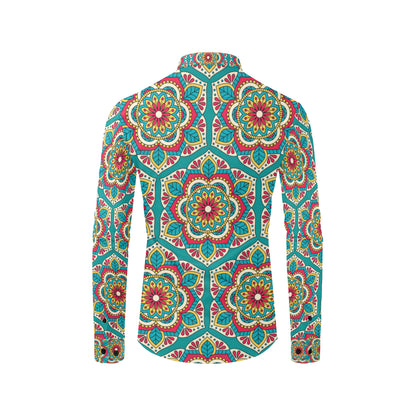 Mandala Pattern Print Design 03 Men's Long Sleeve Shirt