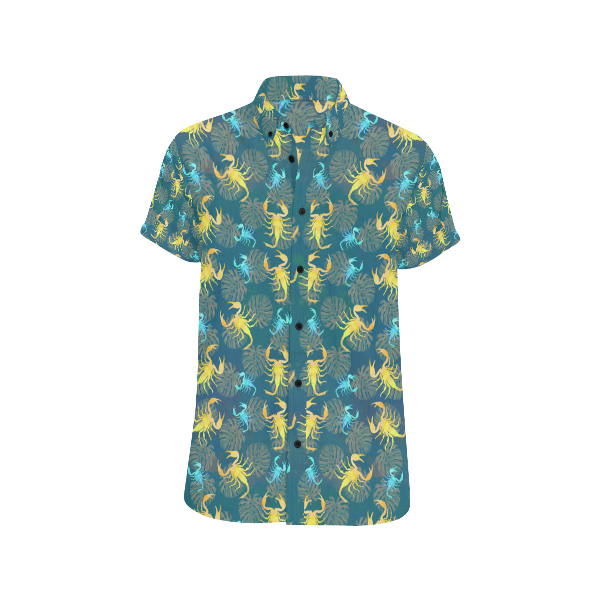 Scorpion Pattern Print Design 02 Men's Short Sleeve Button Up Shirt