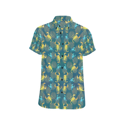 Scorpion Pattern Print Design 02 Men's Short Sleeve Button Up Shirt