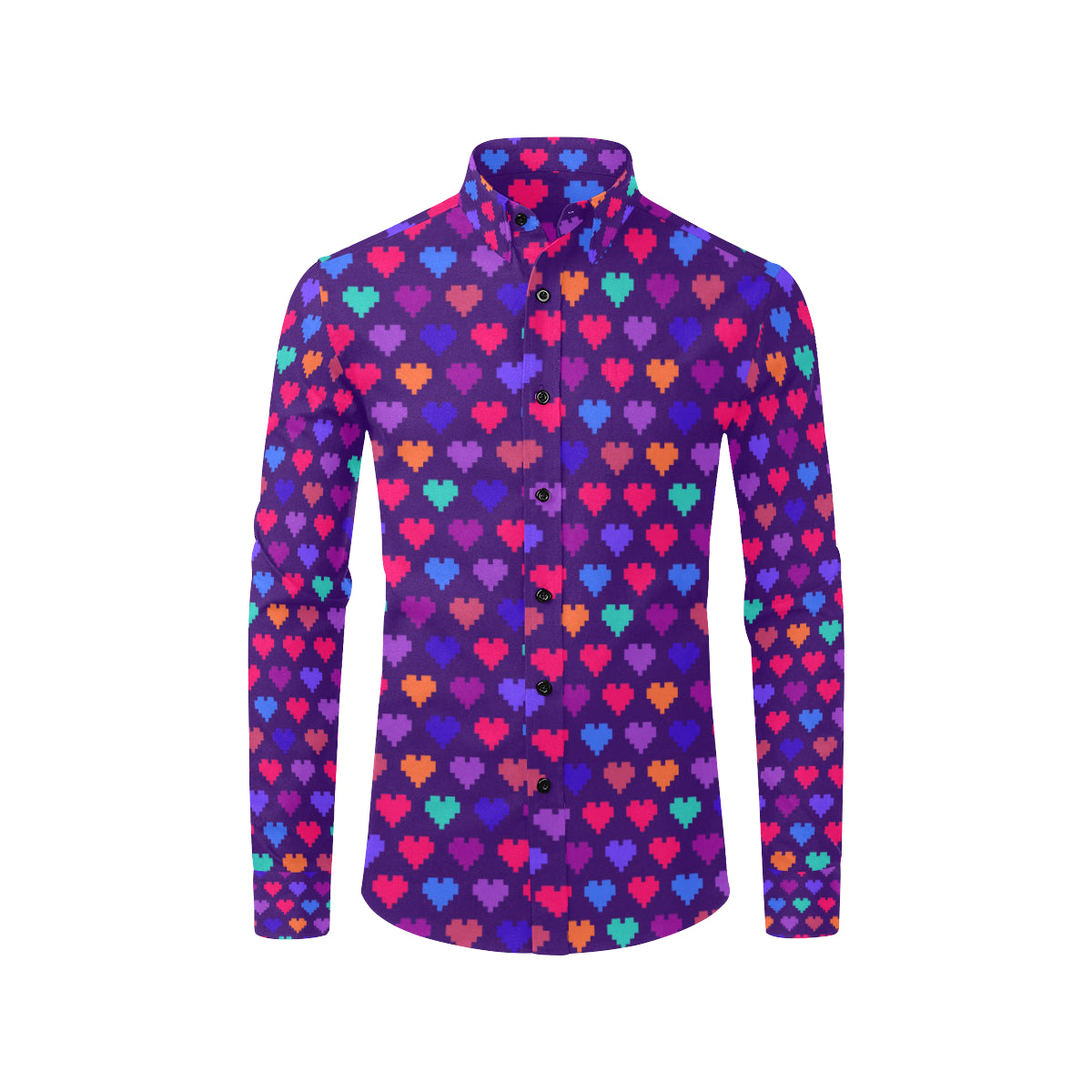 Heart Pixel Pattern Print Design HE03 Men's Long Sleeve Shirt