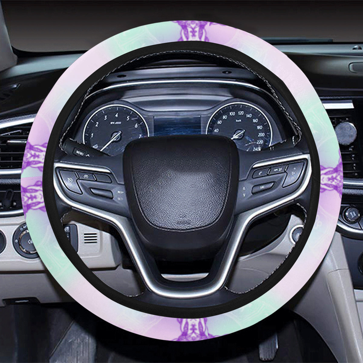 Capricorn Zodiac Pattern Print Design 02 Steering Wheel Cover with Elastic Edge