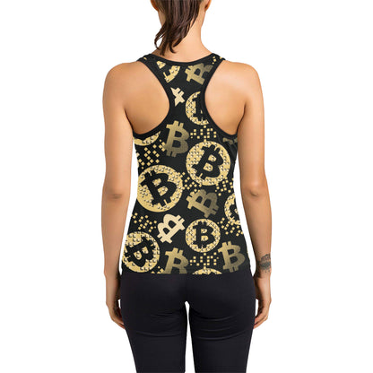 Bitcoin Pattern Print Design DO06 Women's Racerback Tank Top